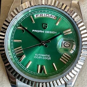 Pagani Design Day Date Automatic Watch Green Dial Extra Links Box/Papers PD-1752